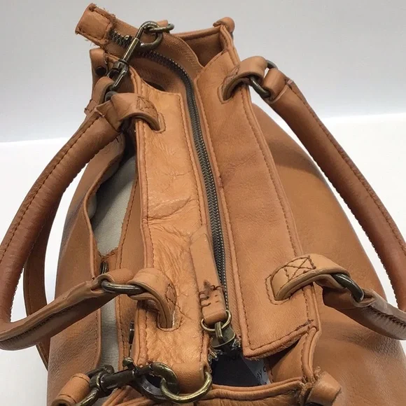 American Leather Co Caramel Brown Pebble Leather Shoulder Bag - Picture 11 of 13